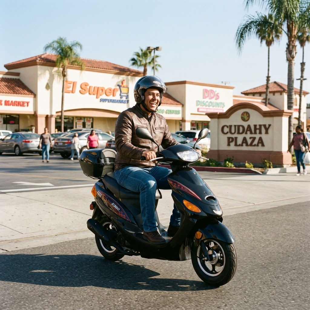 Scooter 50cc en Cudahy Plaza con El Super y DD's Discounts — FE Motorsports