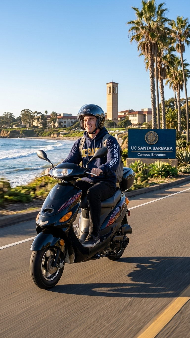 50cc commuter scooter for UCSB Gauchos students near Isla Vista Santa Barbara 93106