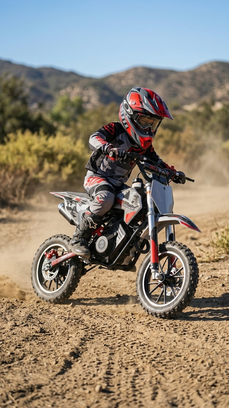 Youth rider on SYX 58cc dirt bike trail California — FE Motorsports Los Angeles