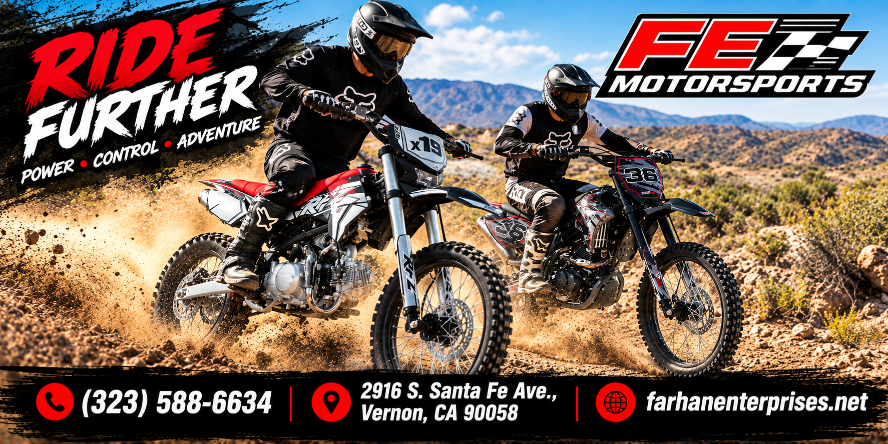 Motos de cross para adultos Los Ángeles — Apollo X19 y DB-36 250cc en FE Motorsports